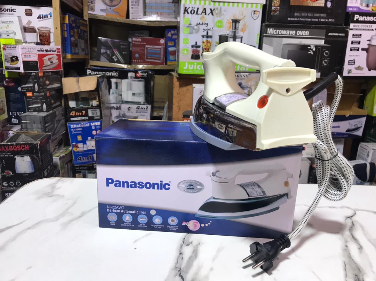 Panasonic 1000W Non-Stick Dry Iron silver plate – Powerful Performance with Free Delivery